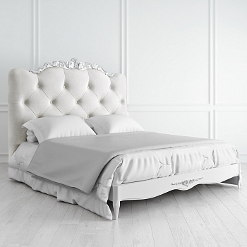 Кровать с изголовьем в вельветовой обивке и декором Romantic Silvery Rome