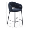 Полубарный стул Maina из синей ткани и стальными ножками с синей отделкой