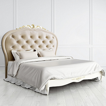 Кровать с вельветовым изголовьем и декором Romantic Gold