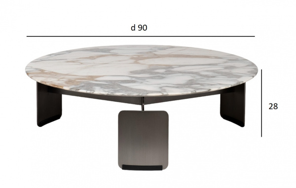 Стол журнальный, мрамор Arabescato Corchia d90*28см