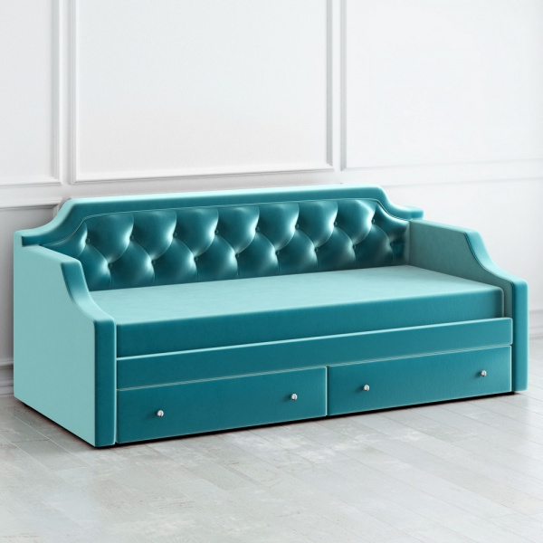 Кровать пристенная со стеганной вельветовой обивкой DayBed