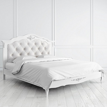 Кровать с изголовьем в вельветовой обивке Romantic Silvery Rome