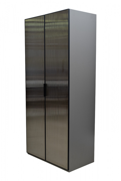 GD-10012-6-2 Шкаф Alto двухд c выдвиж ящик, цвет серый Кобальт, двер стекло(рифленое) 100*57*230.5см