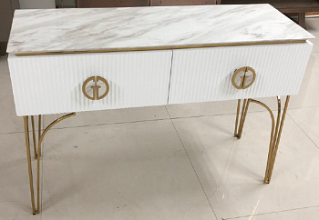 Консоль Plisse белая/золото 120*40*80см