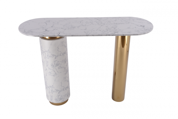 Стол-консоль Прима MC3043-120WH,120х40х85 см, белый мрамор/золото