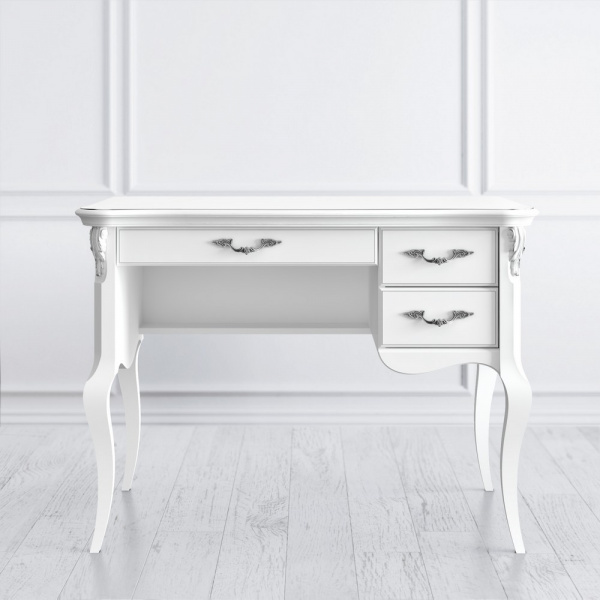 Кабинетный стол пристенный с 3 ящиками Romantic Silvery Rome