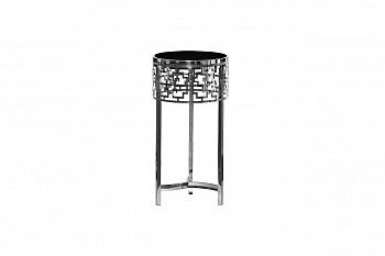 Стол журнальный стекло черн./серебро d35*70см