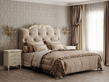 Кровать с мягким прямоугольным изголовьем Romantic Gold