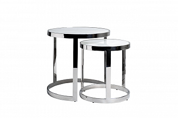 Столы журн(наб из 2шт)стекло мрам/хром d60*60/d46*50