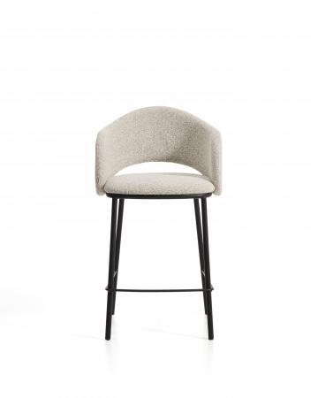 Полубарный стул Maina из бежевой синели и коричневой стали, 65 см