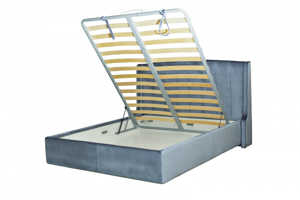 Кровать Odry c подъем.мех.вельвет синий Velv SIN 186*220*120