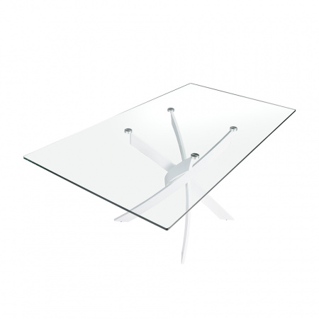 Прямоугольный обеденный стол 1138/F2133-BLANCO 150x95 стеклянный с белыми ножками