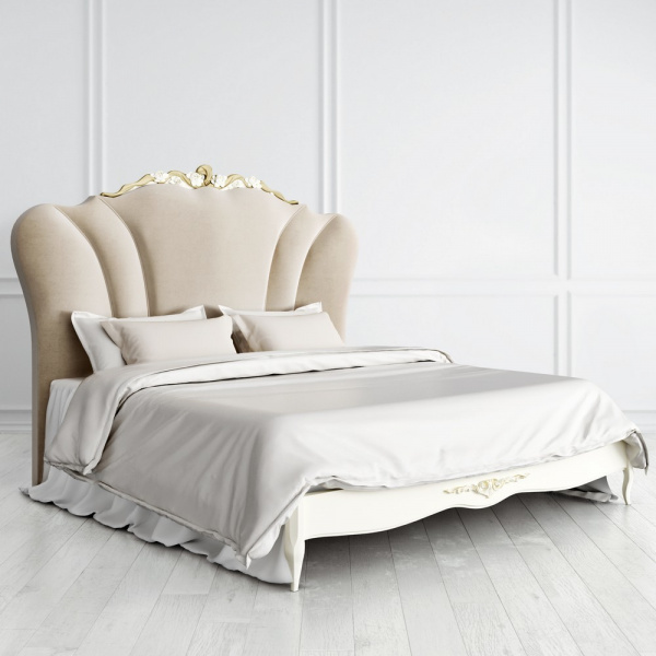 Кровать с мягким изголовьем в вельветовой обивке Romantic Gold
