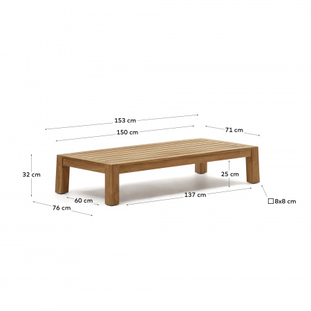 Forcanera Журнальный столик из массива тика 150 x 71 см