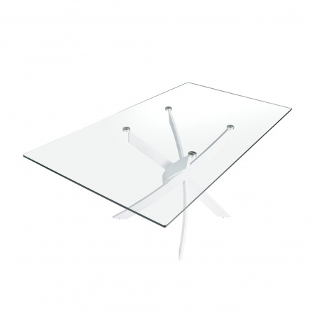 Прямоугольный обеденный стол 1138/F2133-BLANCO 150x95 стеклянный с белыми ножками